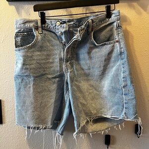 Mid-Rise Baggy Jean Bermuda Shorts